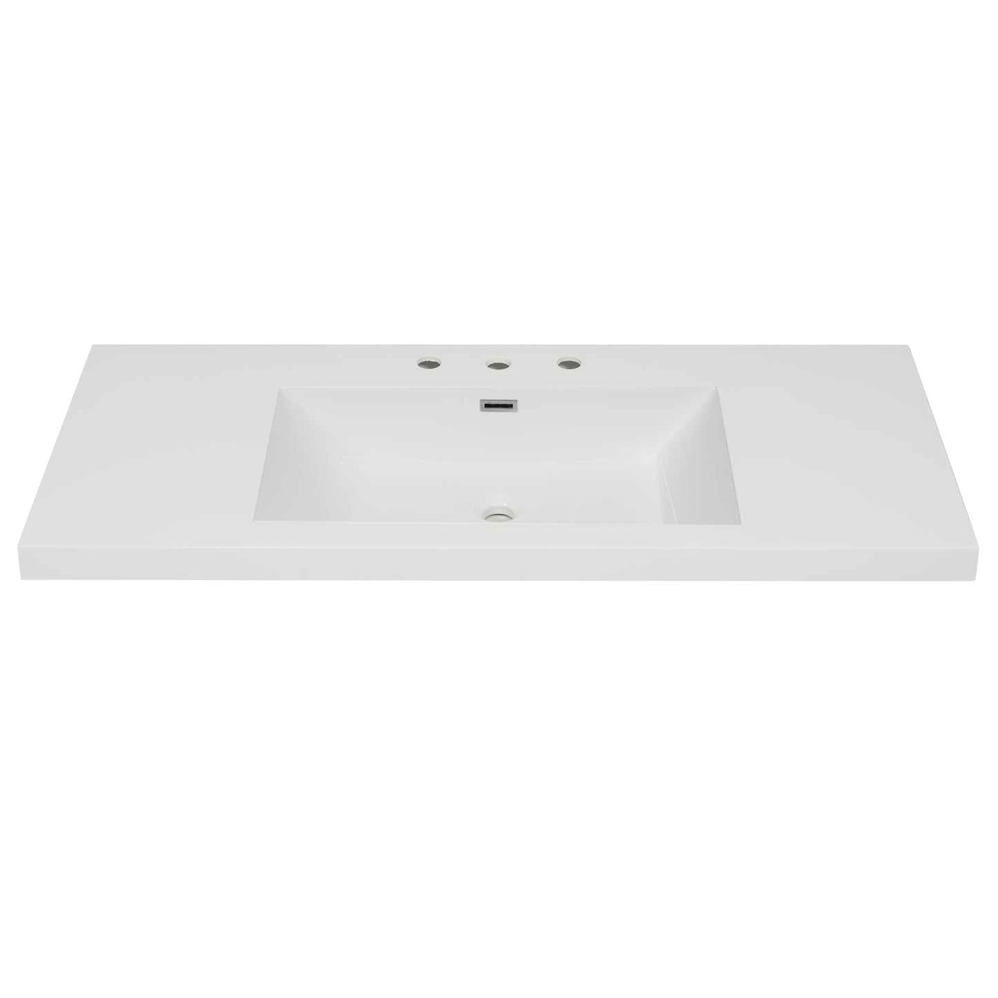 48" Resin Basin for Bathroom Vanity, Bathroom Sinks with 3-Faucet Holes, Vanity Top only, Bright White image 6