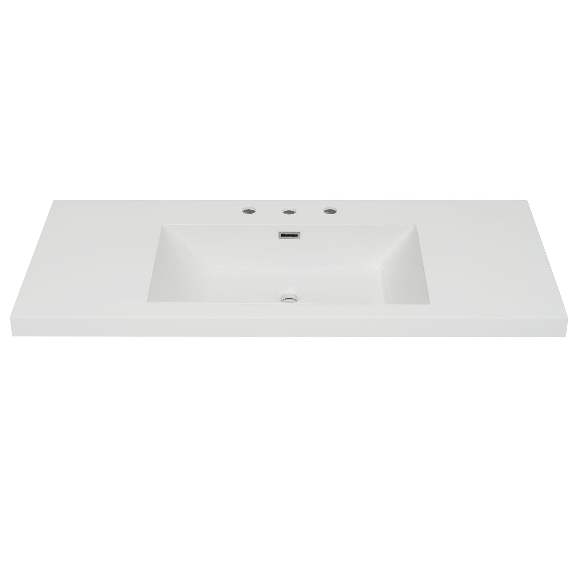 48" Resin Basin for Bathroom Vanity, Bathroom Sinks with 3-Faucet Holes, Vanity Top only, Bright White image 6