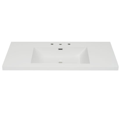 48" Resin Basin for Bathroom Vanity, Bathroom Sinks with 3-Faucet Holes, Vanity Top only, Bright White image 6