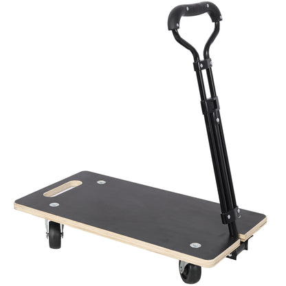 Heavy Duty Wooden Rectangle Moving Dolly with Ergonomic Handle, 440 LBS Load Capacity 3 Inch PP Casters, Multi Purpose Furniture Plant Transport Cart for Heavy Goods Moving image 1