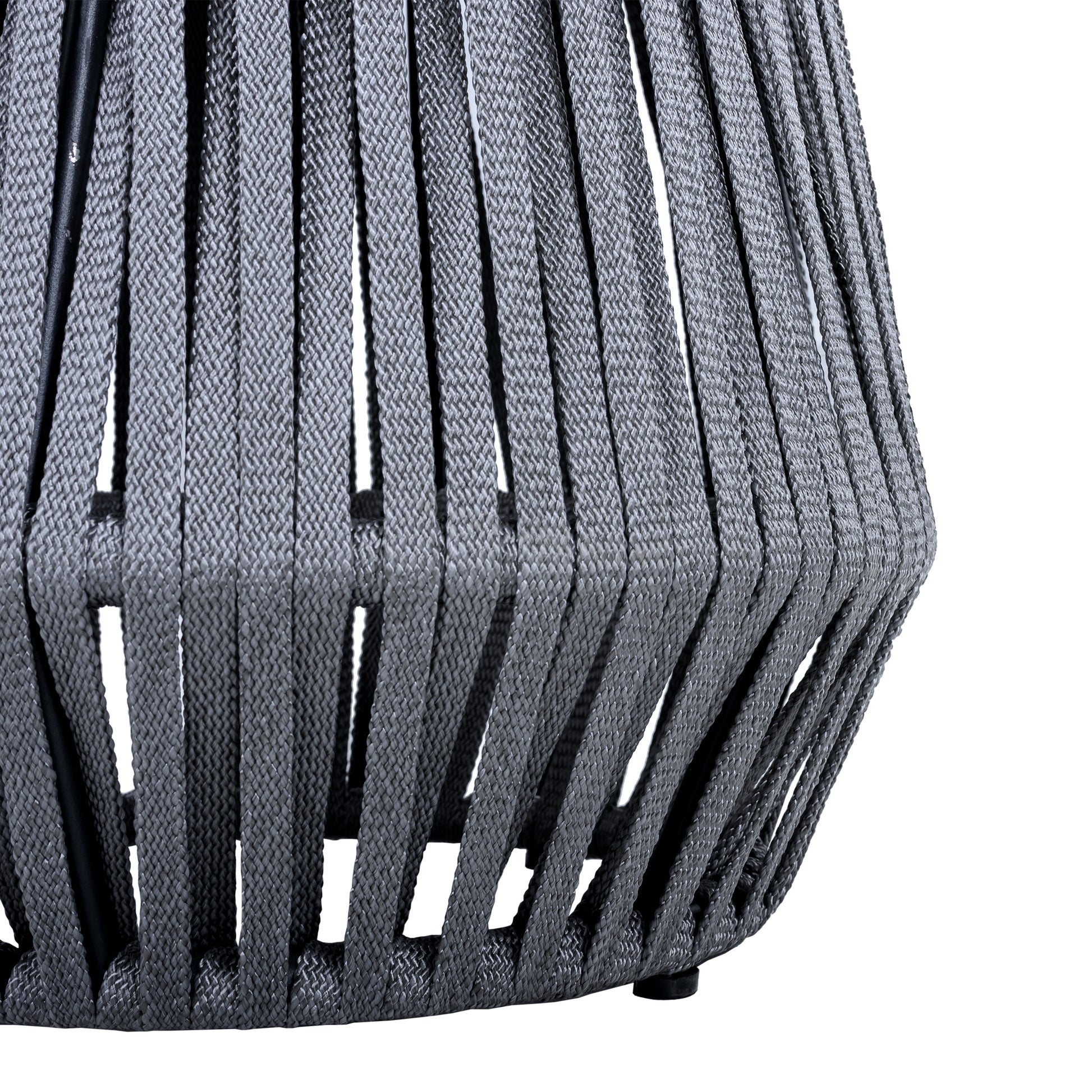 Outdoor Side Table with Rope and Acacia Wood - Teak Finish, 100 LBS Capacity, Weather-Resistant, Grey Rope Design image 8