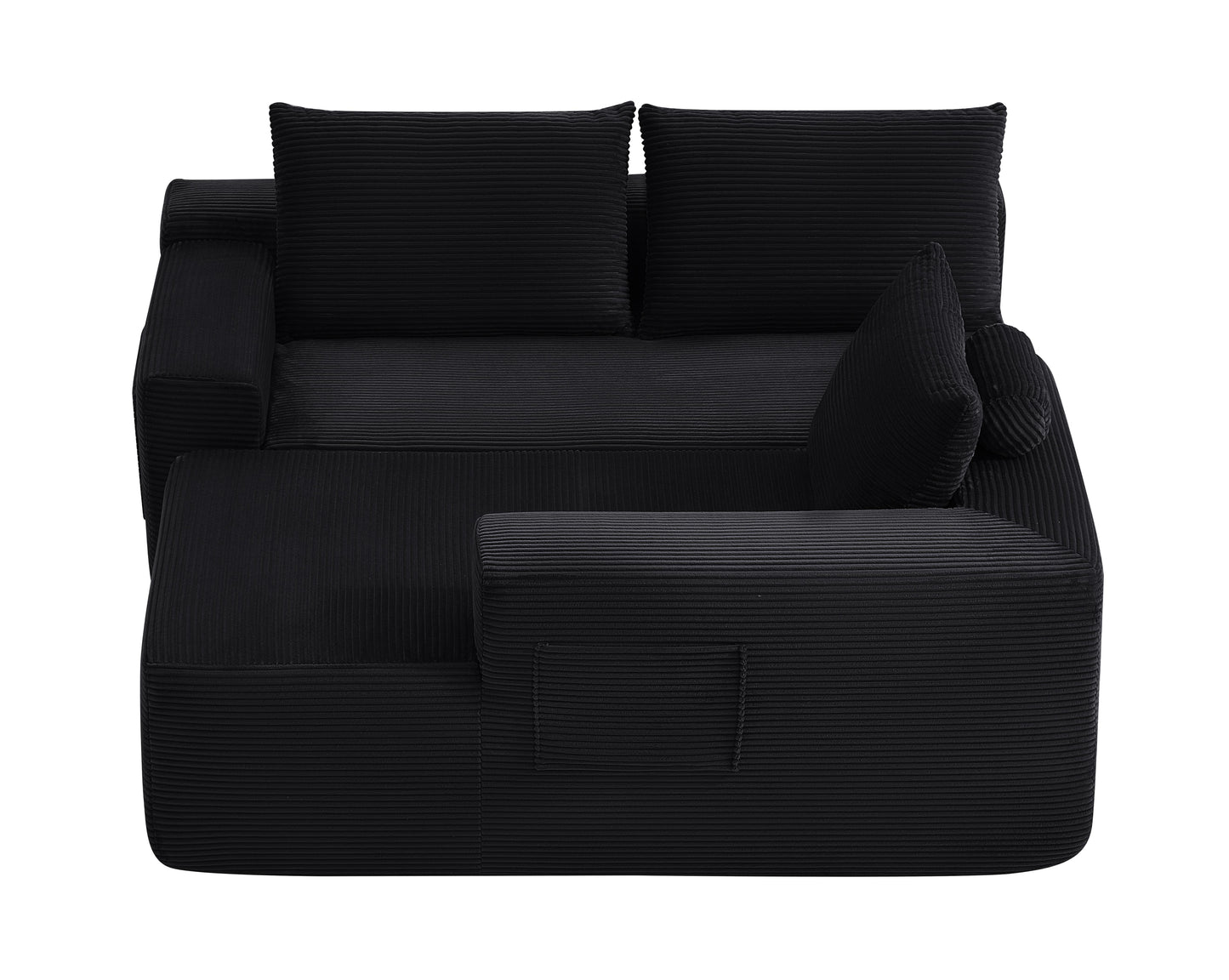 NEW 96.9" Cloud Sectional Couch with L-Shape Chaise,Modern Modular Sofa with Deep Seat, Upholstered Couches for Living Room Bedroom,No Assembly Required, (Corduroy Fabric),Black,Right image 11
