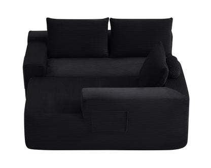 NEW 96.9" Cloud Sectional Couch with L-Shape Chaise,Modern Modular Sofa with Deep Seat, Upholstered Couches for Living Room Bedroom,No Assembly Required, (Corduroy Fabric),Black,Right image 11