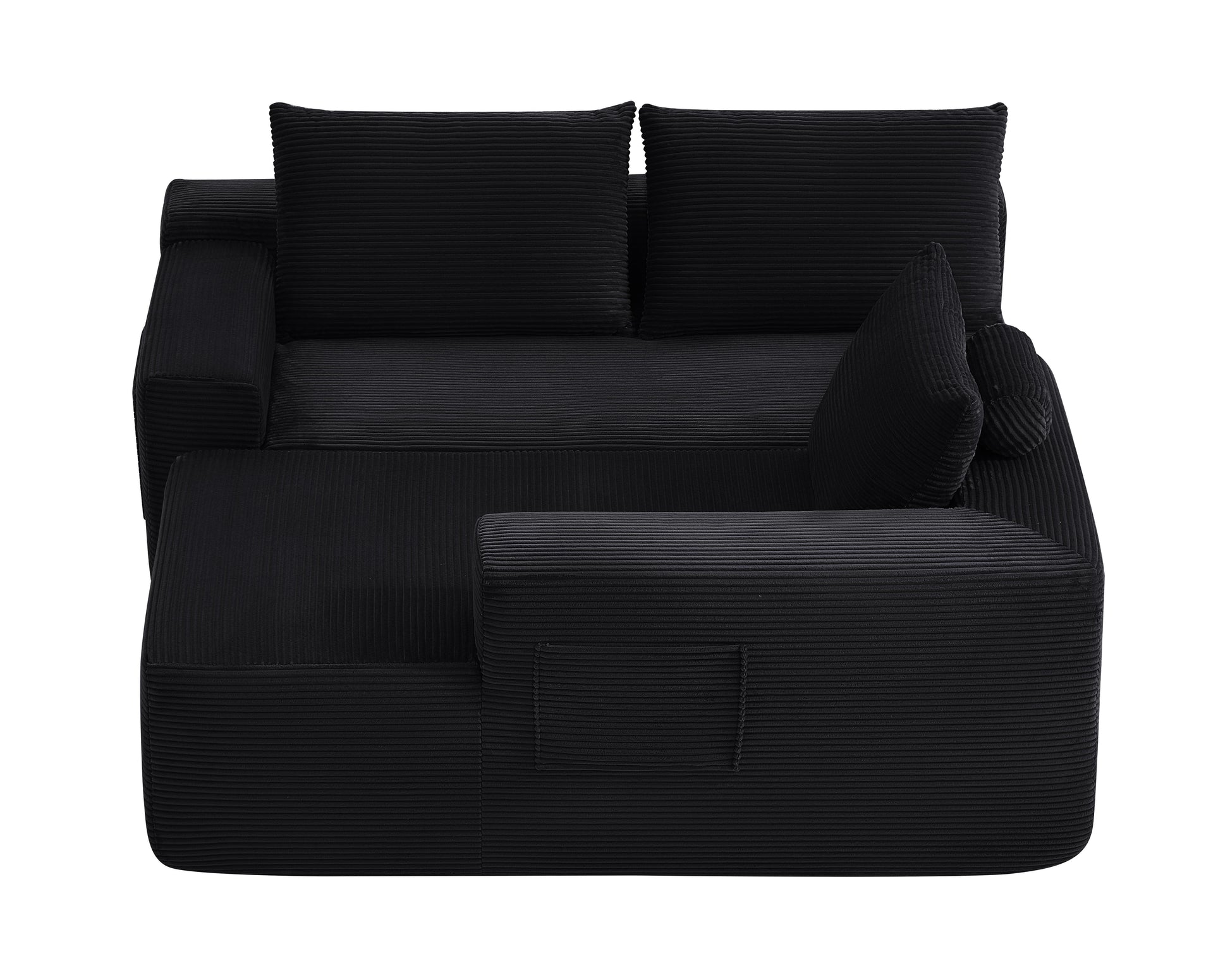 96.9" Cloud Sectional Couch with L-Shape Chaise,Modern Modular Sofa with Deep Seat, Upholstered Couches for Living Room Bedroom,No Assembly Required, (Corduroy Fabric),Black image 11