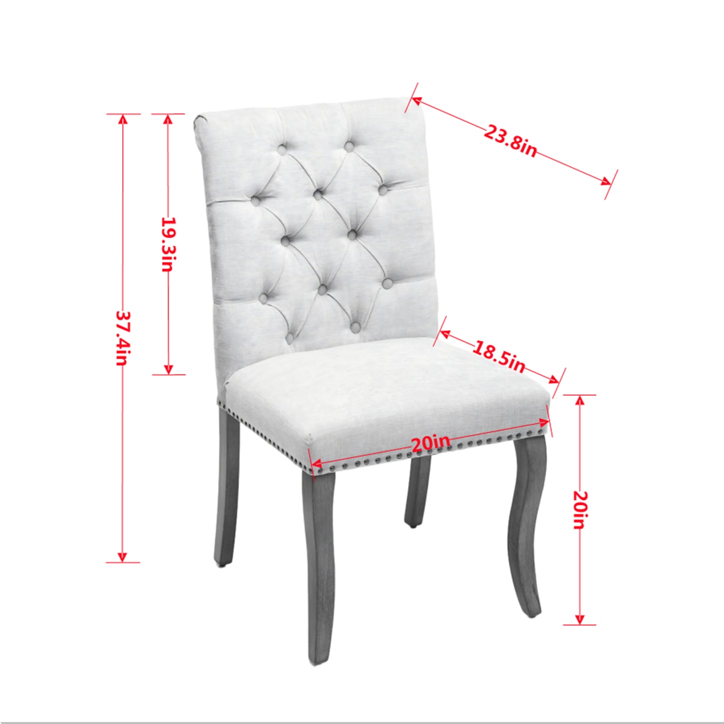 Upholstered Chenille Fabric Accent Dining Chair, Curved Solid Wood Legs, Elegant Tufted Club Dining Room Kitchen Room Dining Chair, Set of 2,Beige,SW1894BG image 8
