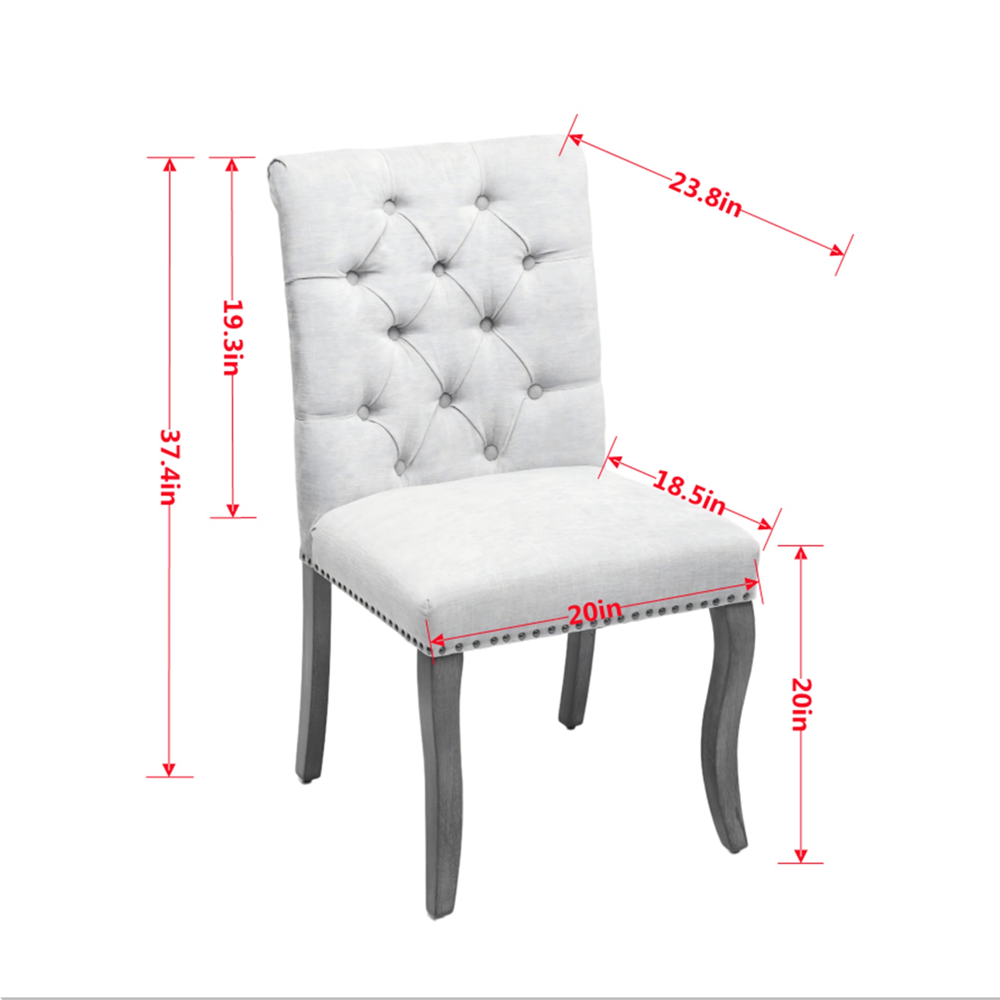 Upholstered Chenille Fabric Accent Dining Chair, Curved Solid Wood Legs, Elegant Tufted Club Dining Room Kitchen Room Dining Chair, Set of 2,Beige,SW1894BG image 8