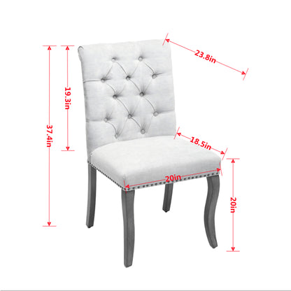 Upholstered Chenille Fabric Accent Dining Chair, Curved Solid Wood Legs, Elegant Tufted Club Dining Room Kitchen Room Dining Chair, Set of 2,Beige,SW1894BG image 8