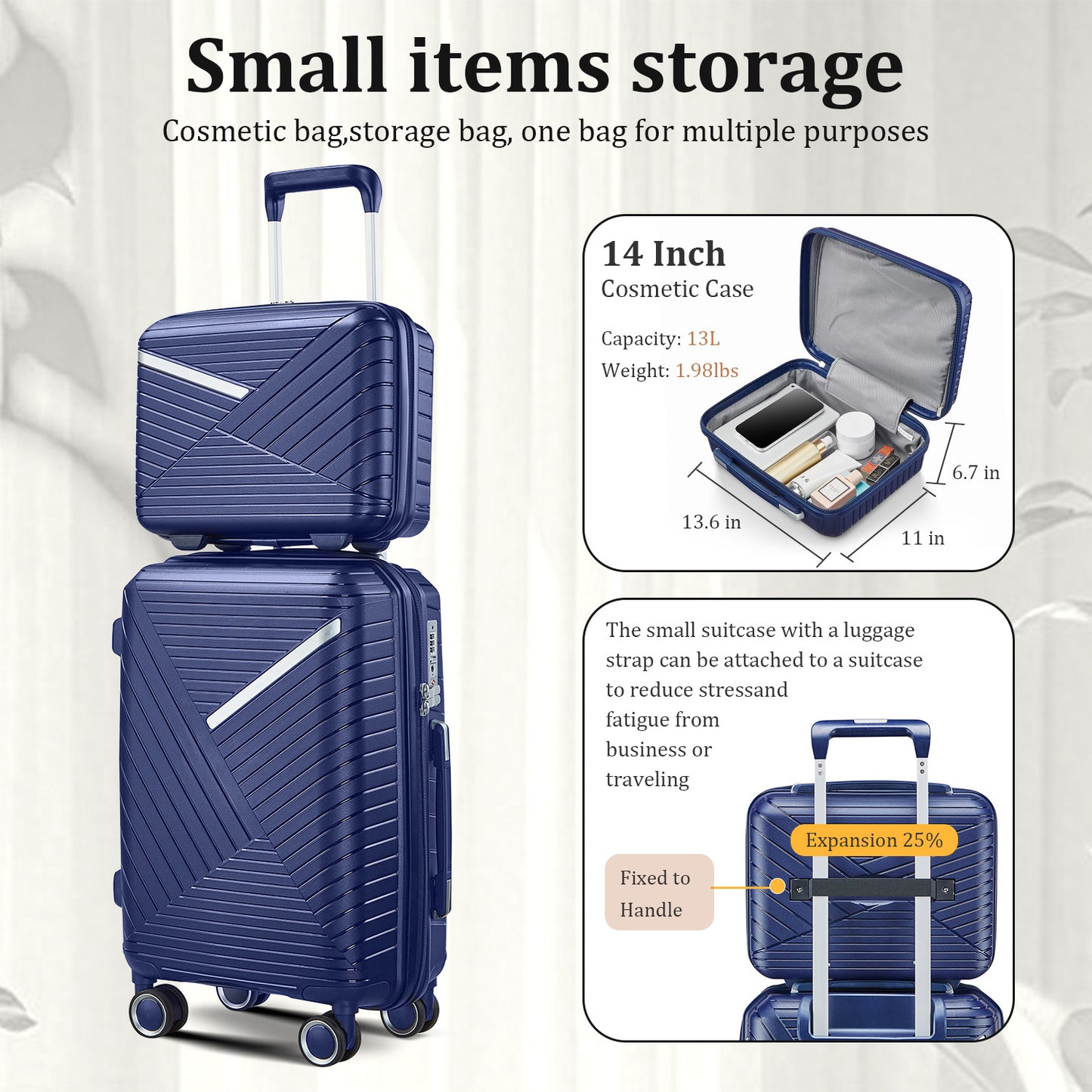 Luggage Sets 4 Piece(14/20/24/28), Expandable Lightweight Suitcase with 4 Double 360 Degrees Mute Spinner Wheels PP Materials Durable TSA Lock Travel Luggage image 4