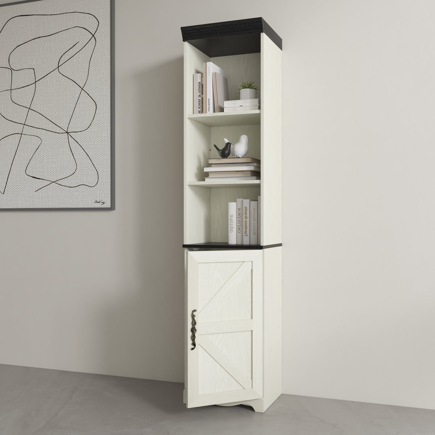 70.86"(180cm) Tall Free Combination Wood Storage Cabinet, Free-Standing Cube Cabinet with 5 Shelves, Living room Bookcase, Bedroom Display Cabinet Bookshelf, DIY Combination To Two Or More PCS Set WHI image 9