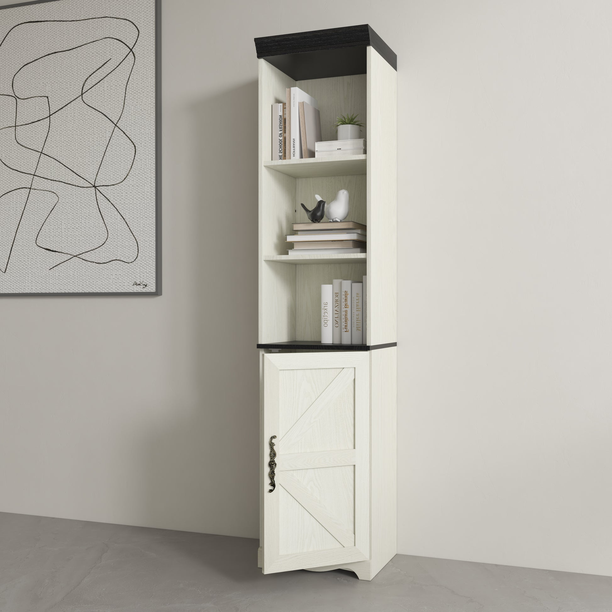 70.86"(180cm) Tall Free Combination Wood Storage Cabinet, Free-Standing Cube Cabinet with 5 Shelves, Living room Bookcase, Bedroom Display Cabinet Bookshelf, DIY Combination To Two Or More PCS Set WHI image 9