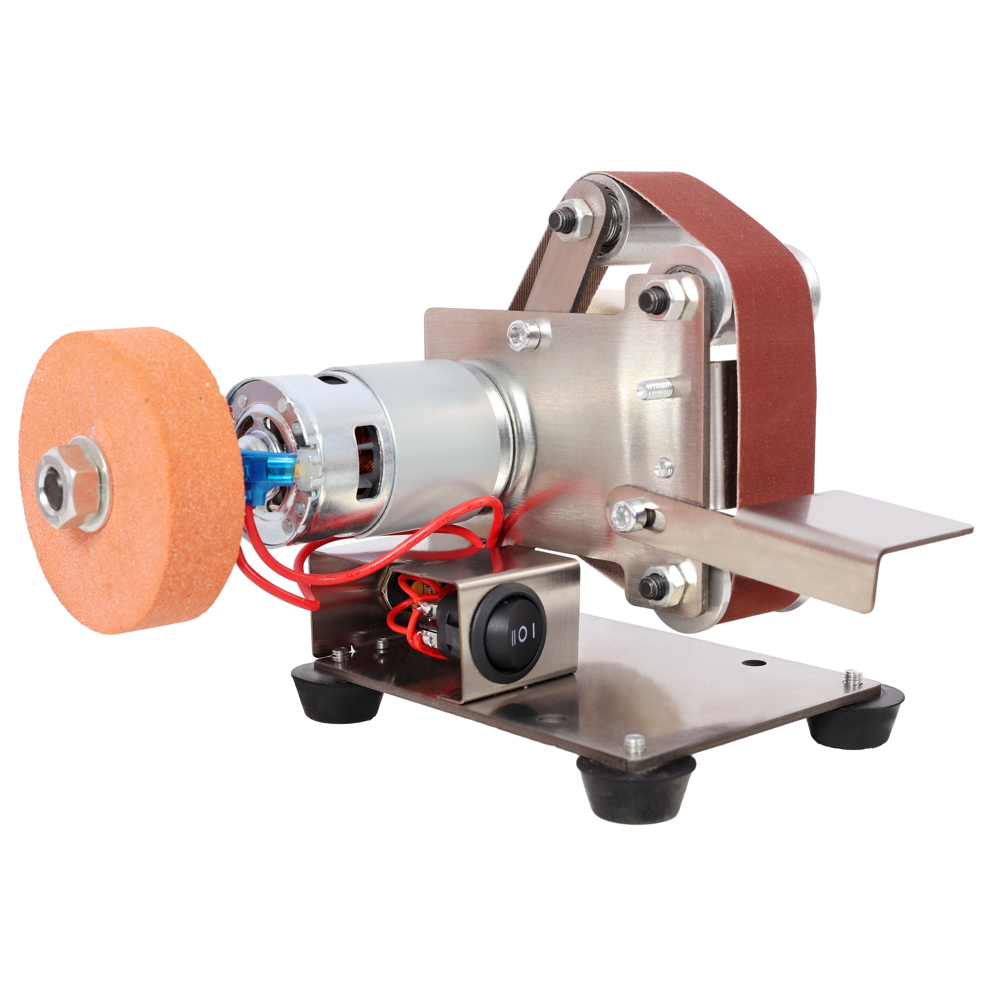 Mini Electric Belt-Sander Knife-Sharpener Sanding Machine 96W, Small Bench Grinder Kit 7 Speed Adjustable Power Polisher DIY Polishing Grinding Tool, Handcraft Jewelry image 11