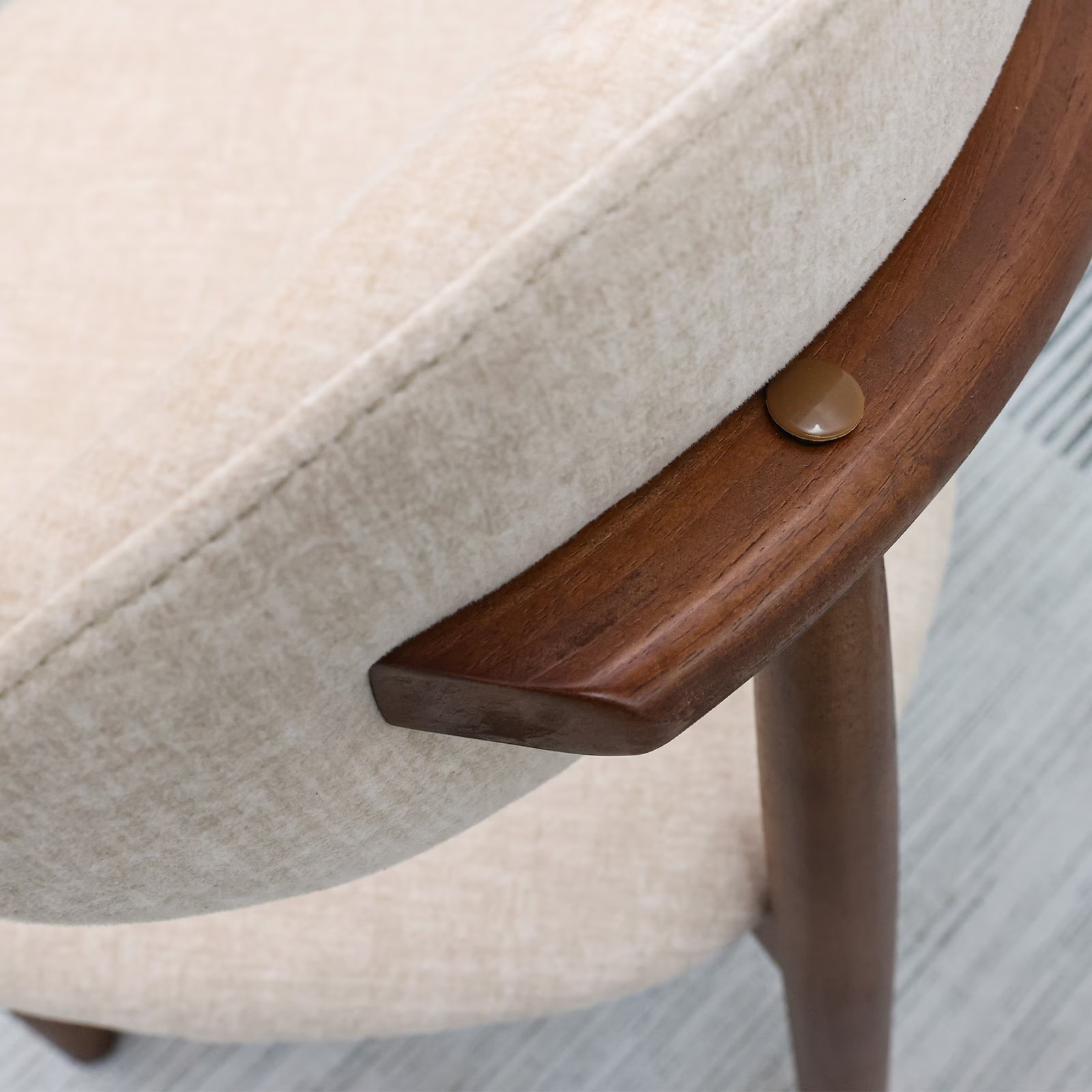 Light Camel Flannelette Upholstered Dining Chair with Walnut Solid Wood Legs, Armless Chair Set of 2 for Kitchen, Restaurant, Living, Meeting Room image 9