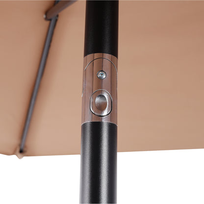 7.5 FT Patio Umbrella, Outdoor Market Yard Umbrella, Sun Shade Umbrella with Push Button Tilt and Crank Mechanism for Garden, Deck, Pool and Backyard, Not Include Umbrella Base, Brown image 5