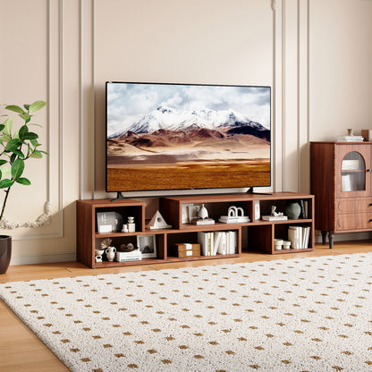 Dark Walnut Modular TV Stand, Free‑Combination Open Storage Media Console, Modern Minimalist Entertainment Center, Adjustable TV Cabinet for Living Room Bedroom Apartment image 1