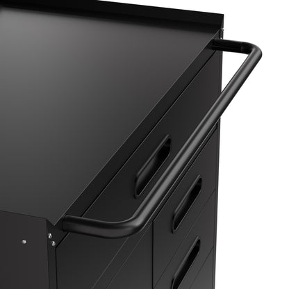 34.3" Mobile Tool Storage Cabinet - Garage Organizer with Lockable Compartment & 4 Drawers, Rolling Steel Chest for Workshop and Home Garage image 4