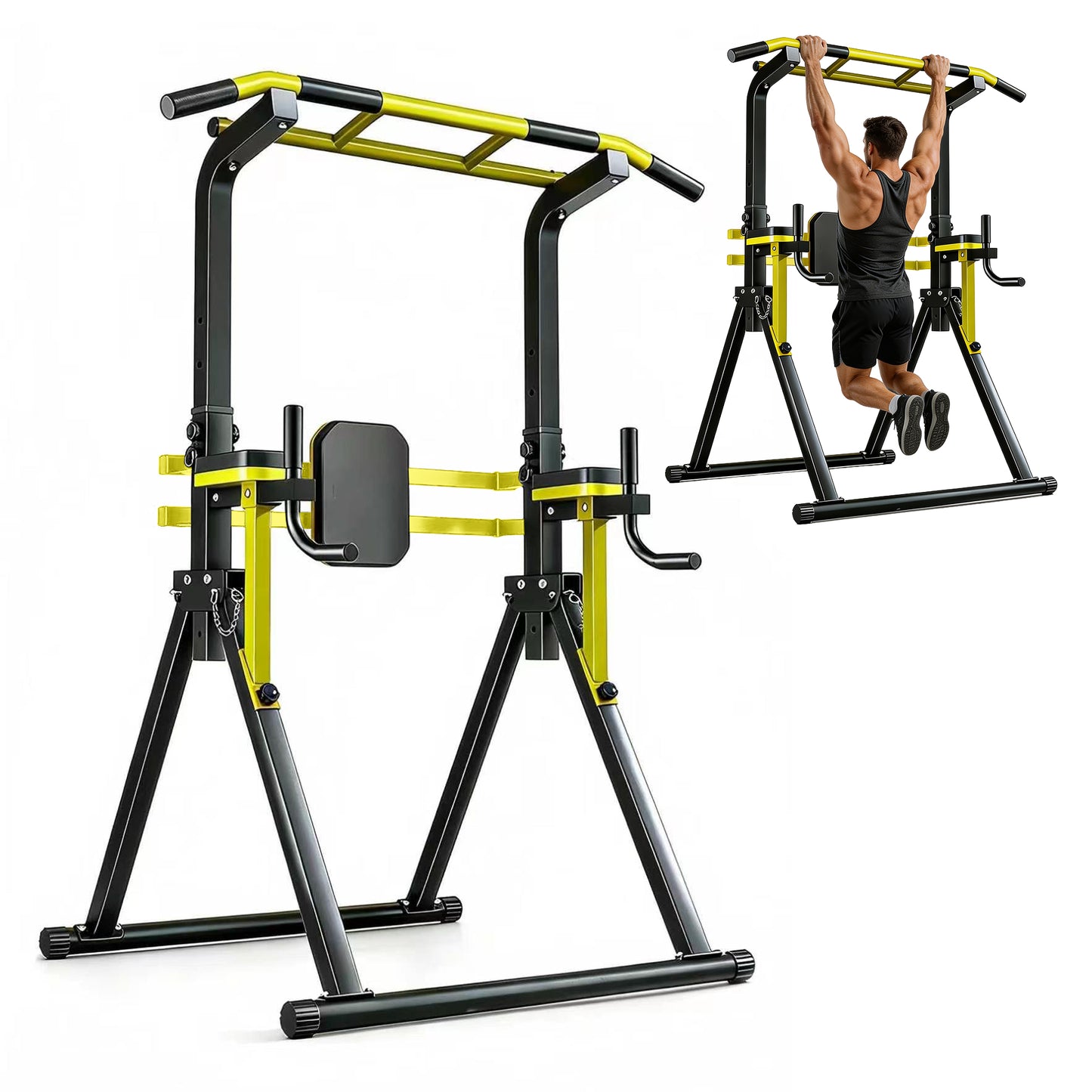 Power Tower Pull Up Bar Station, 10-Level Adjustable Height Dip Station, Heavy-duty Frame Structure,Multi-Functional Home Gym Strength Training Equipment image 1