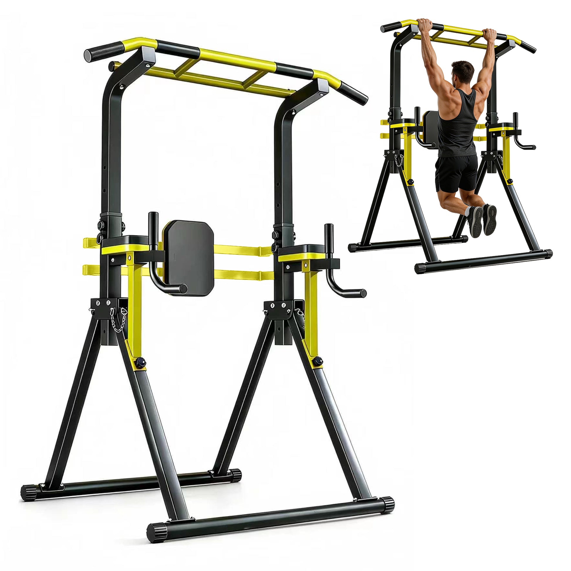 Power Tower Pull Up Bar Station, 10-Level Adjustable Height Dip Station, Heavy-duty Frame Structure,Multi-Functional Home Gym Strength Training Equipment image 1