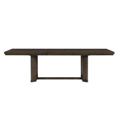 Dark Oak Trestle Dining Table with Leaf image 3