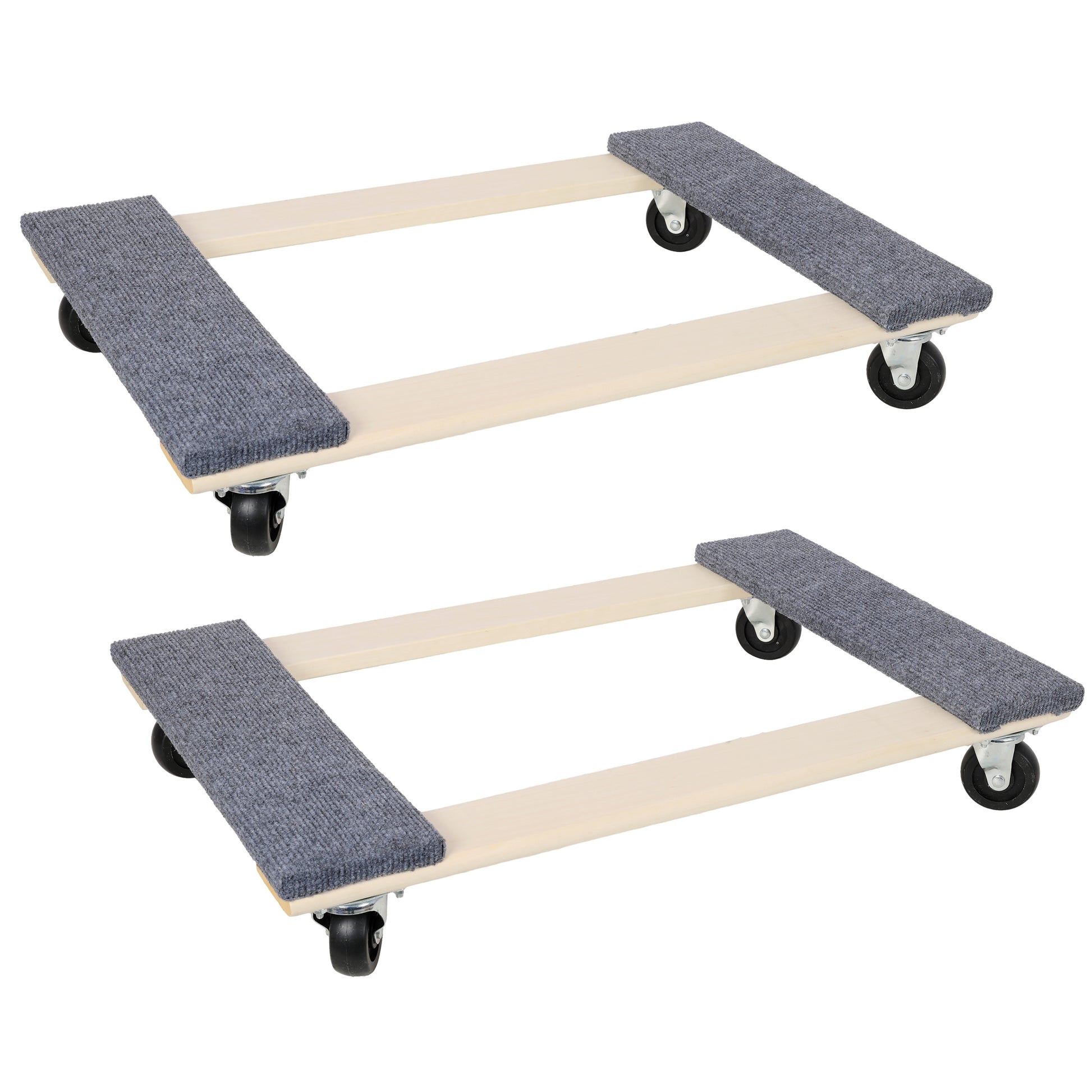 2 Pack Heavy Duty Moving Dolly Set, Grey Non-Slip Carpet Surface with 4 PP Swivel Casters Each, 2000 LBS Total Load Capacity Per Pair Multi-Purpose Furniture Transport Cart image 1