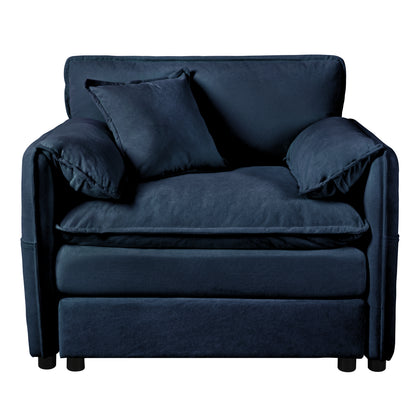 Oversized 41.73" Sofa Chair, Modern Upholstered Armchair with 1 Toss Pillow, Modular Sectional Sofa for Living Room, Deep Seat Reading Sofa for Bedroom Apartment, DIY Combination Chenille,Blue image 9