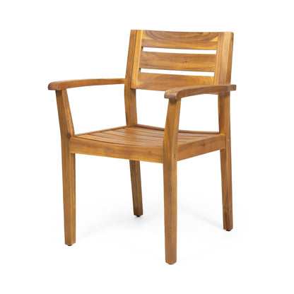 7 Pieces Acacia Wood Outdoor Dining Set s,Modern 6 Chairs 1 Large Table,Dining Furniture Set for Lawn, Backyard, Garden Deck,Poolside,Teak image 12