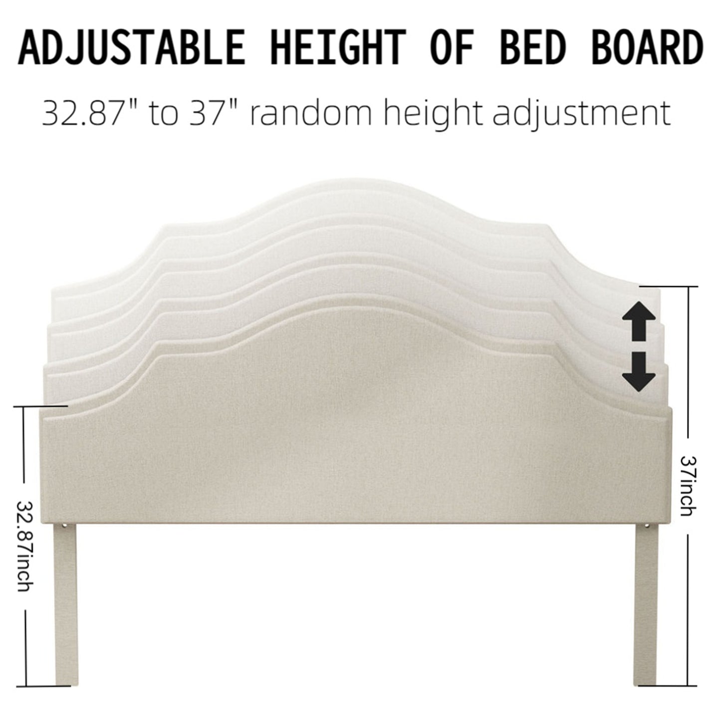 King Size Bed Frame Upholstered Platform Bed with Adjustable Headboard,Linen Fabric Padded,Modern Simple Style Platform Bed No Box Spring Needed, Easy Assembly, Beige image 9