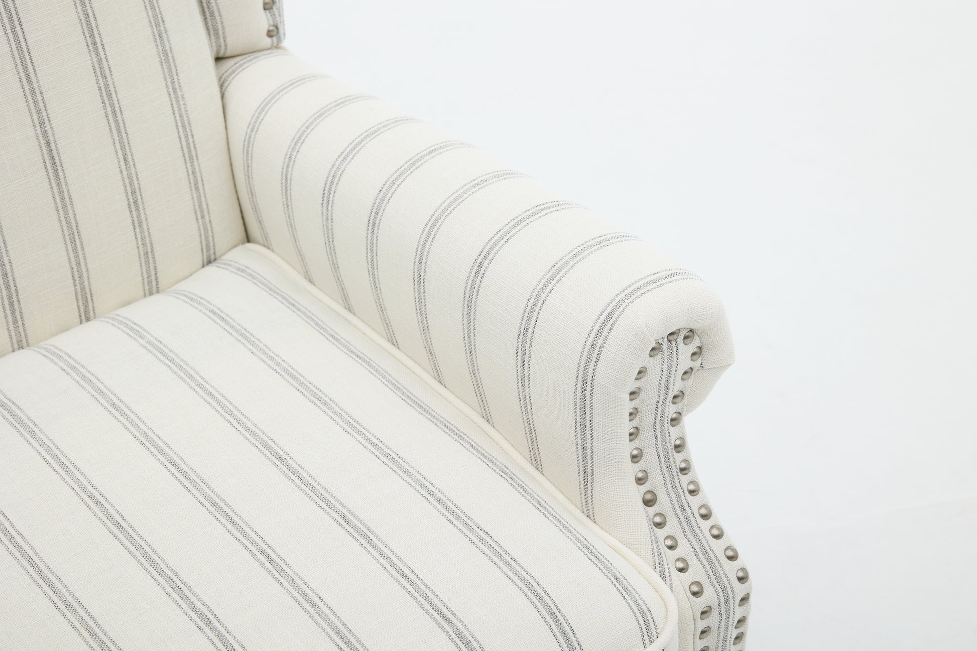 Modern Accent Chair with Retro Wood Legs, Comfy Upholstered Armchair, Floral Design Single Sofa Chair for Living Room Bedroom Office - Stripe image 7
