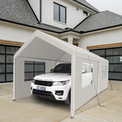 Carport, 12×20 Heavy Duty Portable Carport Garage Tent for Outdoor Storage Shelter white