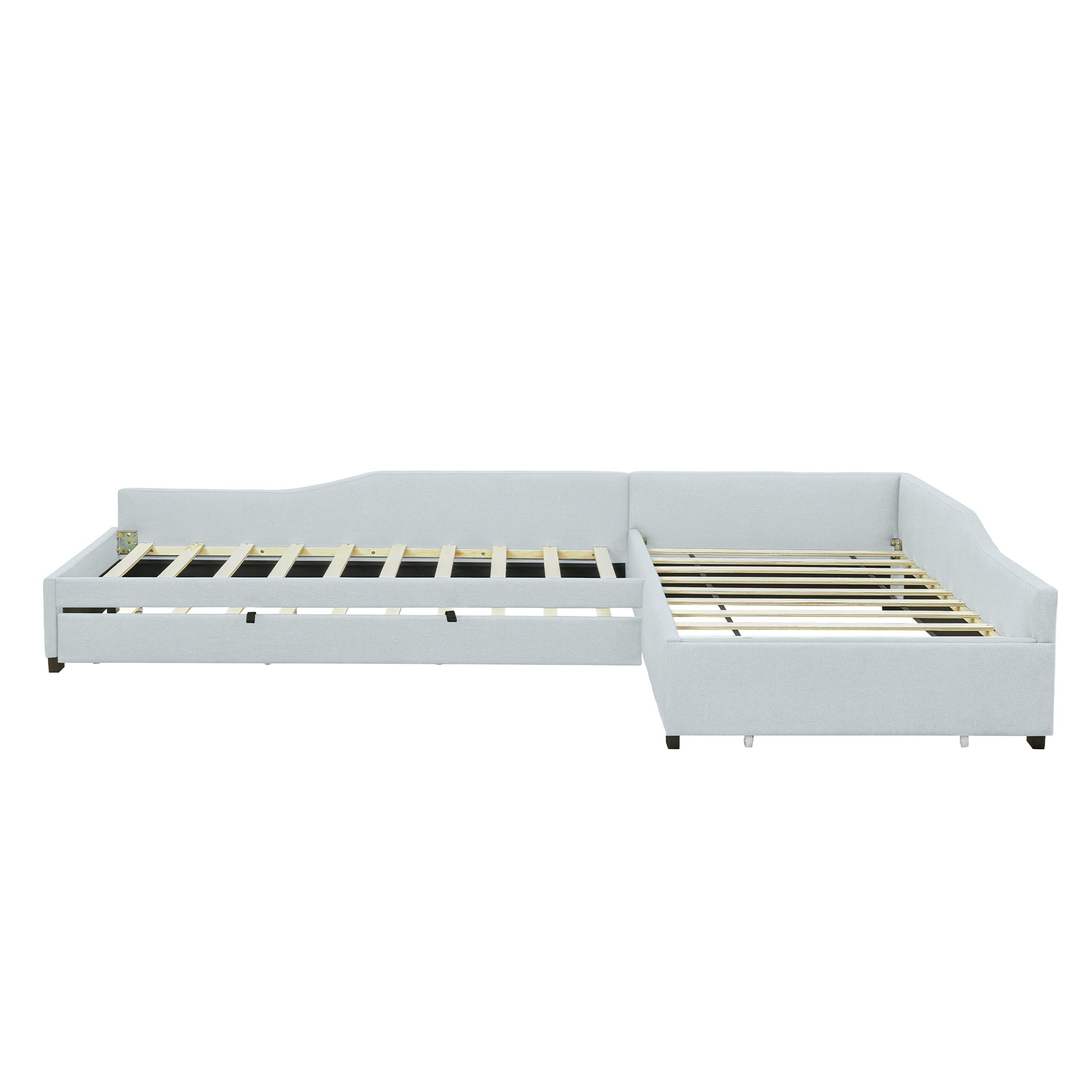 Upholstered Double Twin Size Daybed with Trundle and Drawer, Beige image 7