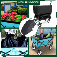 Minimeetall Multi-use Bag,Collapsible Foldable Wagon Cart Beach Wagon Heavy Duty Utility Cart Utility Wagon Grocery Cart for for Camping 3pcs plastic Liner bag /Cover ,  blue