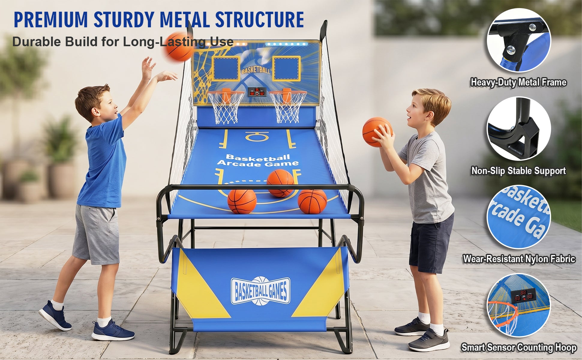Dual Shot Foldable Basketball Arcade Game, LED Digital Scoreboard, 4 Balls & Pump, Indoor Family Entertainment Game image 5