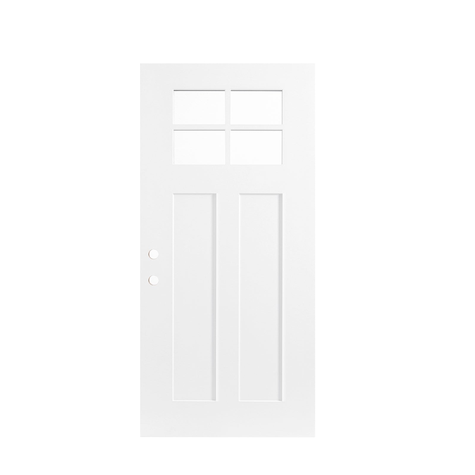 36"x80" Fiberglass Front Door with White 4-9/16" PVC Frame,Right-Hand Inswing Exterior Door with Brickmould,Contemporary minimalist smooth skin with clear glass for Home Entrance, White image 5