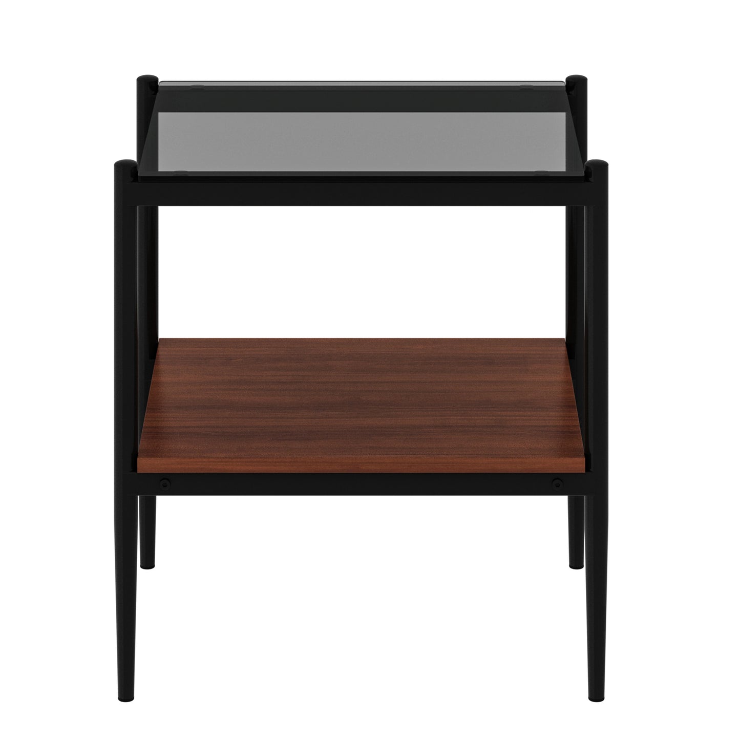 Set of 2 Rectangle End Table, Tempered Glass Tabletop with MDF layer, Modern Table for Living Room, Gray Glass image 9