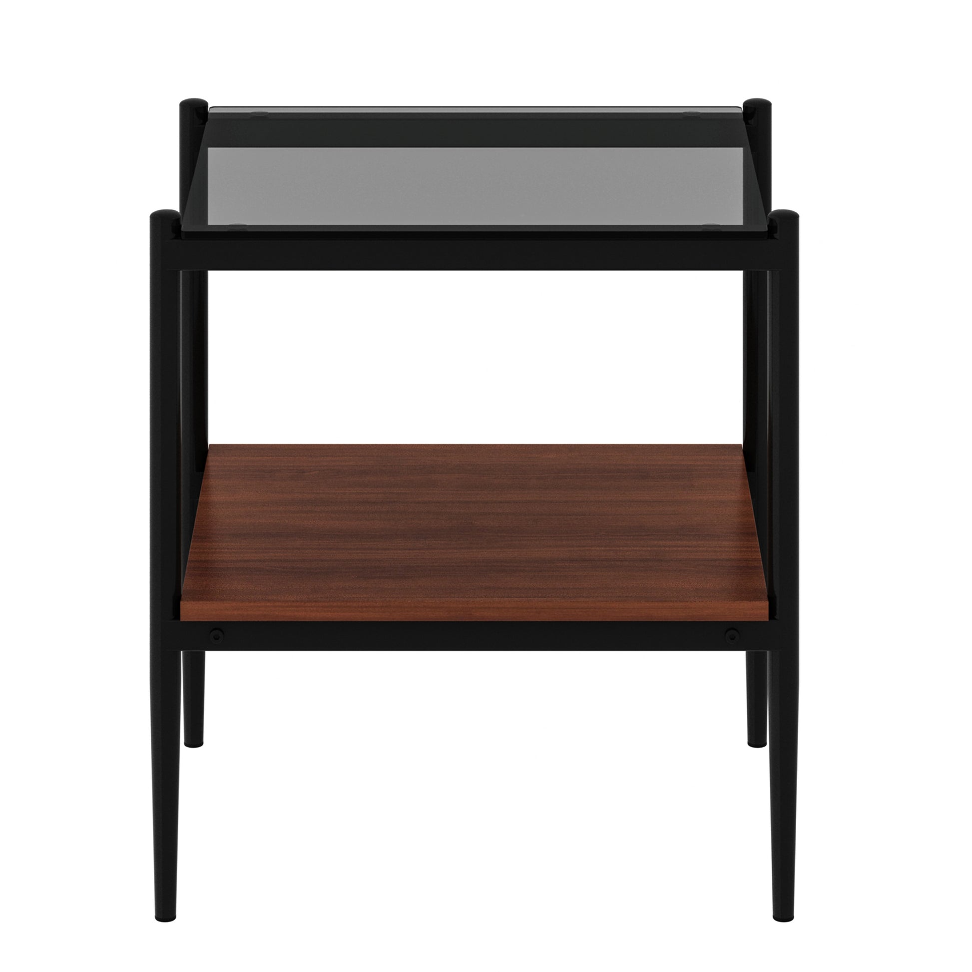 Set of 2 Rectangle End Table, Tempered Glass Tabletop with MDF layer, Modern Table for Living Room, Gray Glass image 9