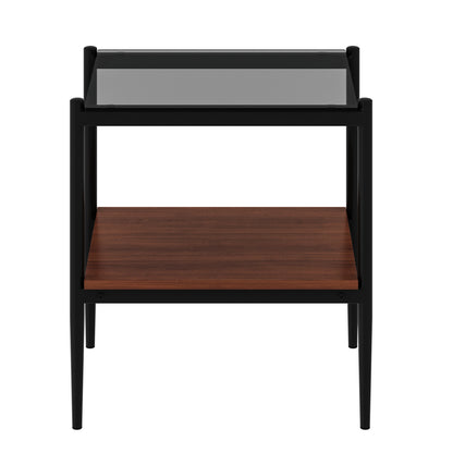 Set of 2 Rectangle End Table, Tempered Glass Tabletop with MDF layer, Modern Table for Living Room, Gray Glass image 9
