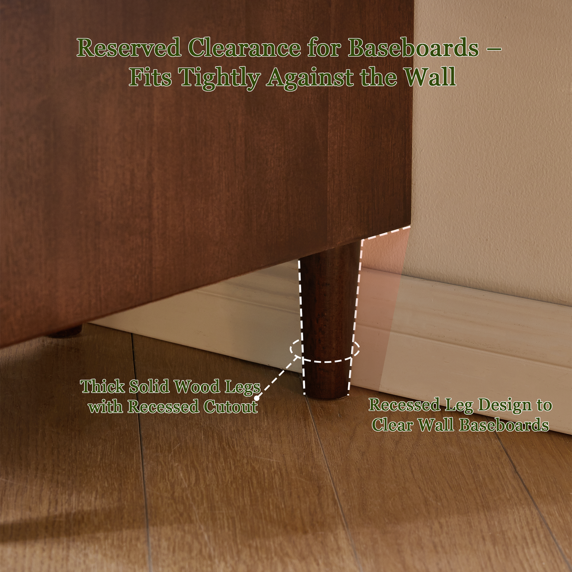 Solid Wood Nightstand with Two Drawers and Pull-out Panel Storage Bedside Table and Sofa Side Table image 10