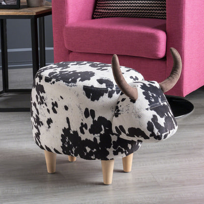 Animal Ottoman/Footstool, Black and White Cow-Shaped Ottoman, Modern Ottoman, Modern Accent Stool Home Decor, Suitable for Living Room, Bedroom, Porch, Garden, Backyard, Balcony image 2