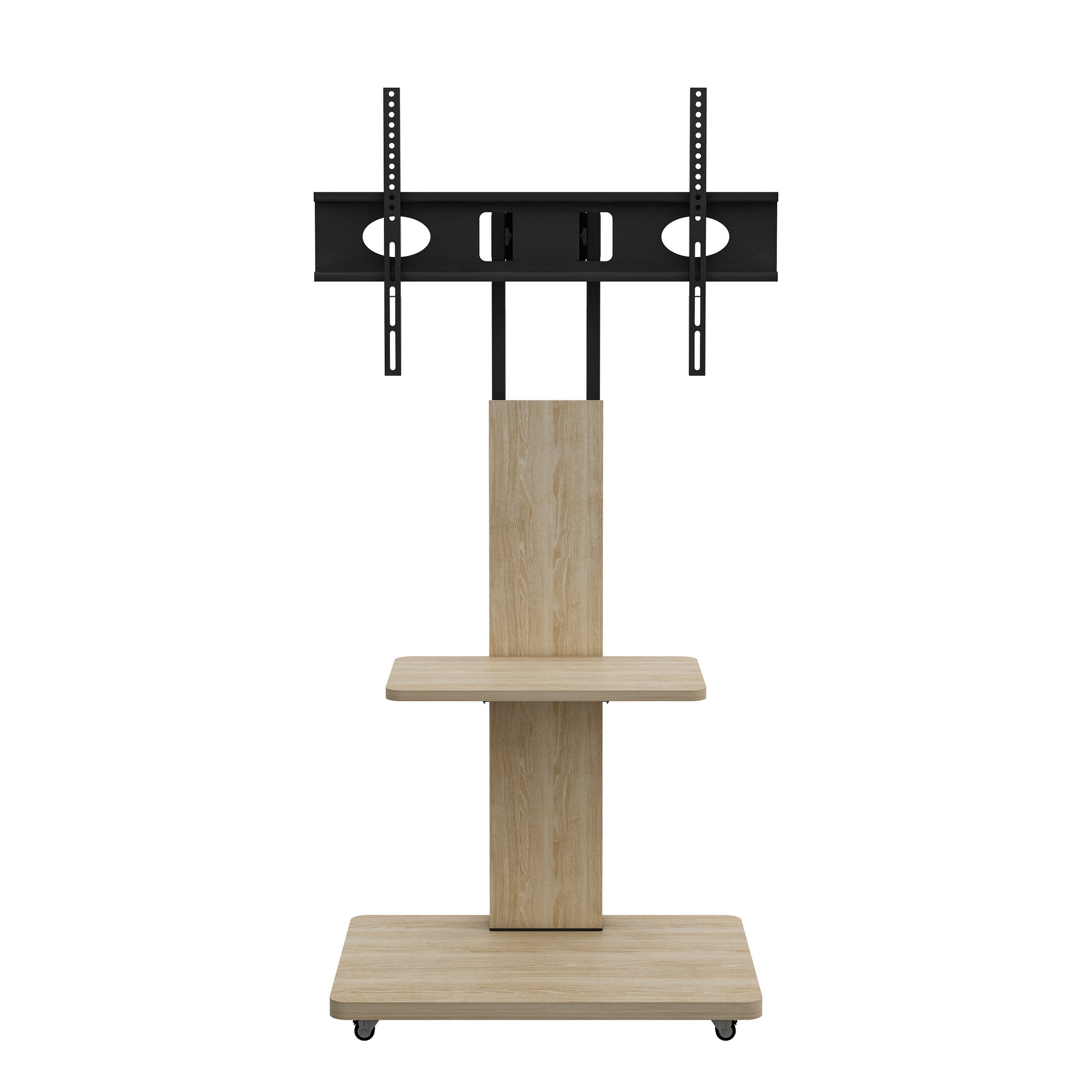TV Stand with Shelf for Living Room, Bedroom,Offices,Mobile TV Cart for 32-75 inches,Floor Stand with Mount on Lockable Wheels,Natural image 12