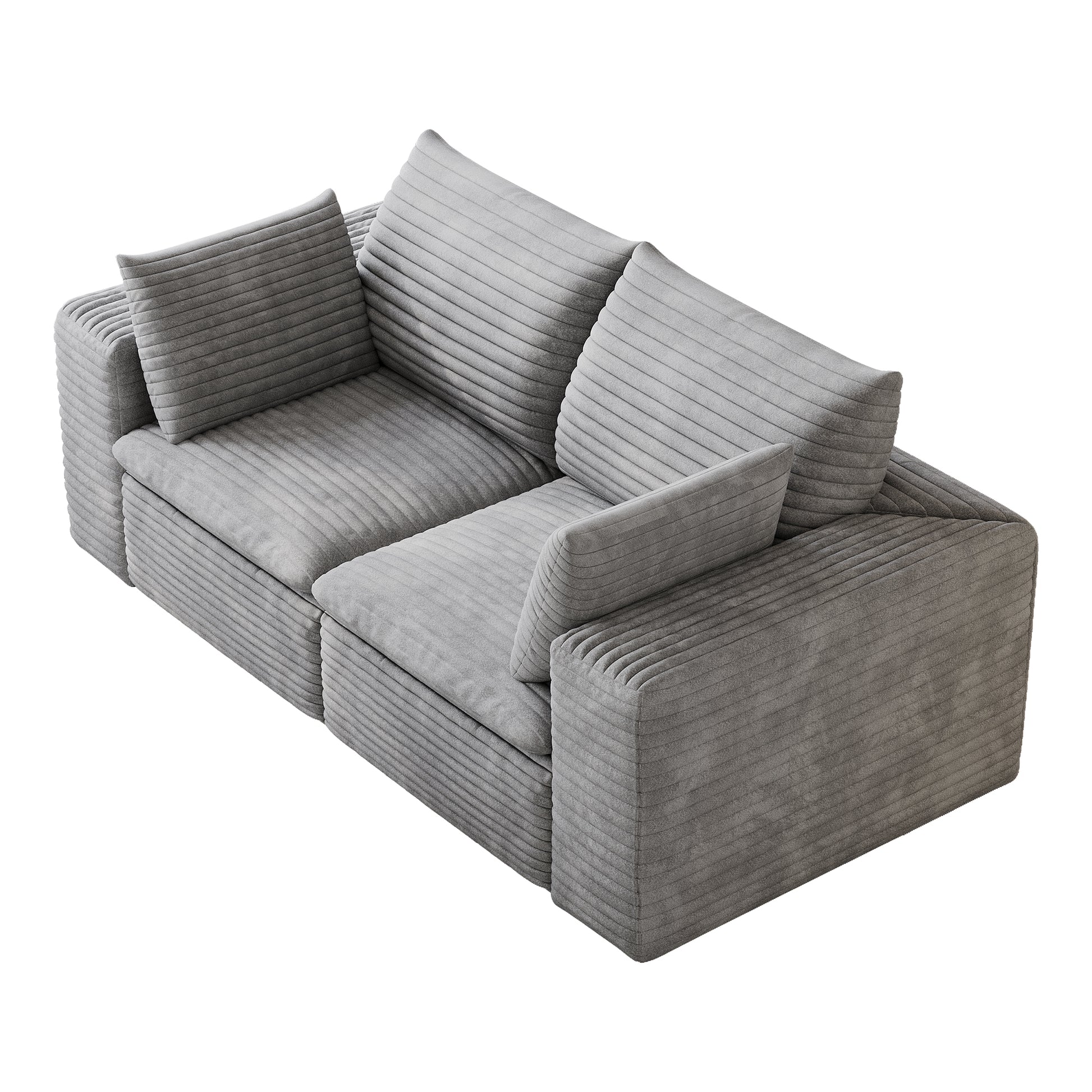 71" Cloud Sofa,Corduroy Fabric,Deep Seat Couches,Double-layer design,Removable Cushion,No Assembly, DIY Combination for Living room, Bedroom,Conference room,Apartment,Grey image 8