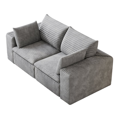 71" Cloud Sofa,Corduroy Fabric,Deep Seat Couches,Double-layer design,Removable Cushion,No Assembly, DIY Combination for Living room, Bedroom,Conference room,Apartment,Grey image 8