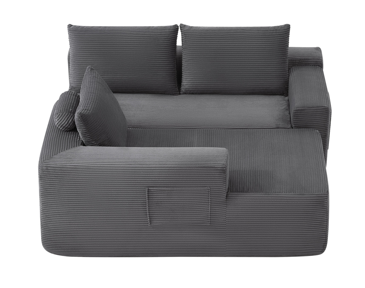 NEW 96.9" Cloud Sectional Couch with U-Shaped Chaise,Modern Modular Sofa with Deep Seat, Upholstered Couches for Living Room Bedroom,No Assembly Required,(Plush Corduroy Fabric),Grey-Blue-Left image 7