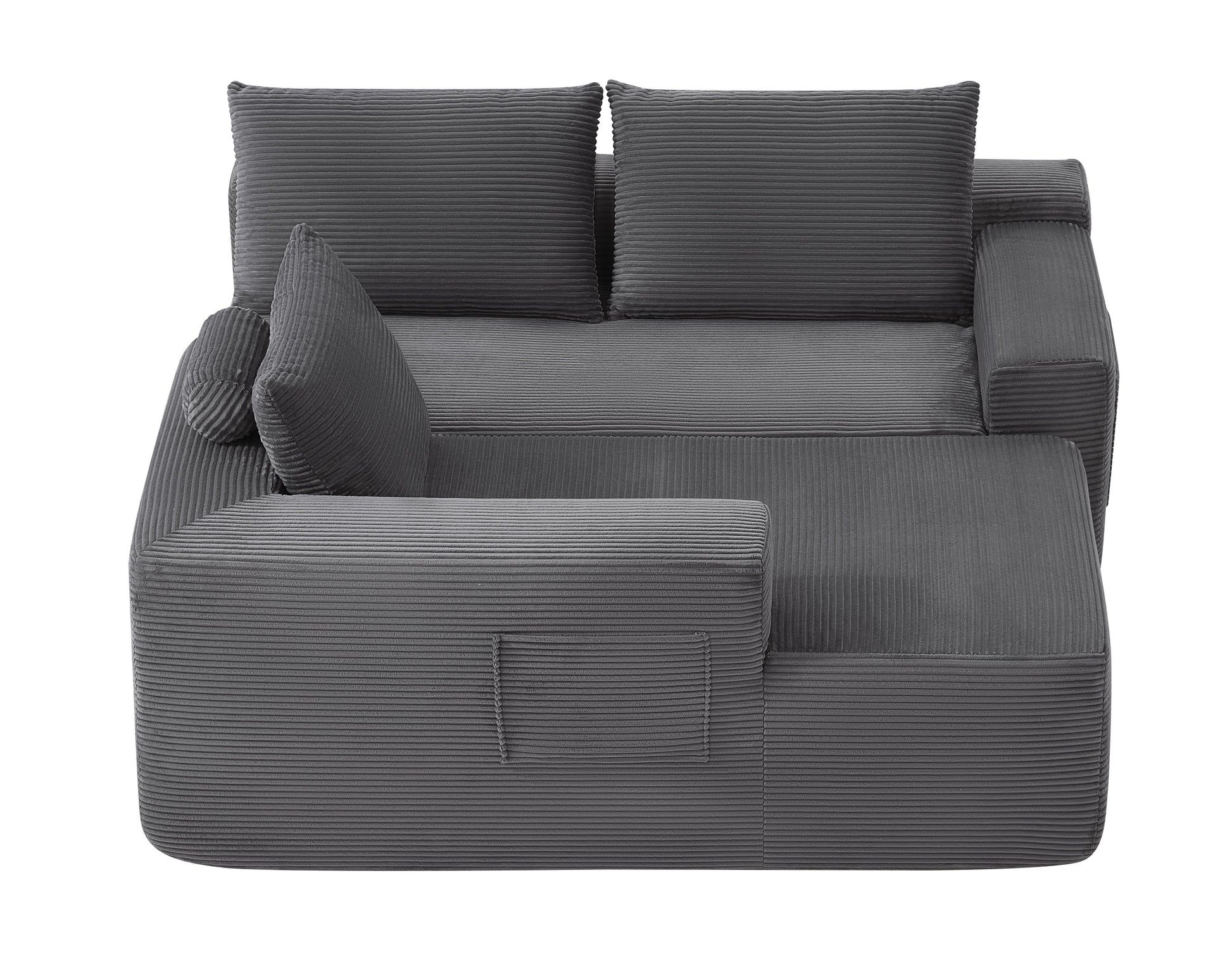 NEW 96.9" Cloud Sectional Couch with U-Shaped Chaise,Modern Modular Sofa with Deep Seat, Upholstered Couches for Living Room Bedroom,No Assembly Required,(Plush Corduroy Fabric),Grey-Blue-Left image 7