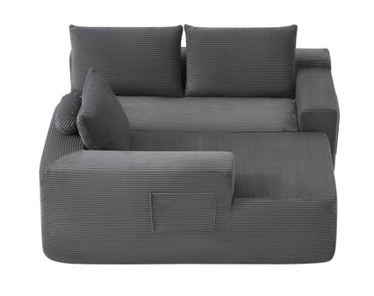 NEW 96.9" Cloud Sectional Couch with U-Shaped Chaise,Modern Modular Sofa with Deep Seat, Upholstered Couches for Living Room Bedroom,No Assembly Required,(Plush Corduroy Fabric),Grey-Blue-Left image 7