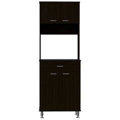 Santa Maria 1-Drawer 1-Shelf Area Pantry with Adjustable Metal Legs Black Wengue