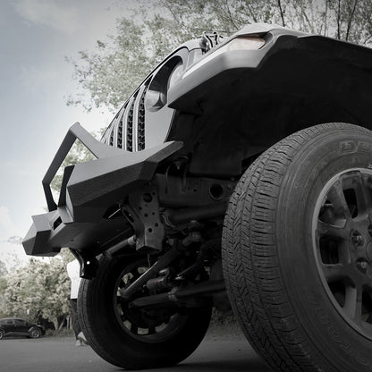 X Style Front Bumper with Winch Plate Compatible with Wrangler JK (2007-2017) Heavy Duty Black Textured Manganese Steel Construction, Perfect for On and Off-Road Used image 11
