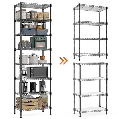 8 Tier 2000 lbs Storage Rack Metal Wire Shelving Unit, Storage Standing Shelf Organizer for Laundry Bathroom Kitchen Pantry Closet Garage Basement Utility Room, Black 13.8" D x 23.6" W x 79.5" H image 1