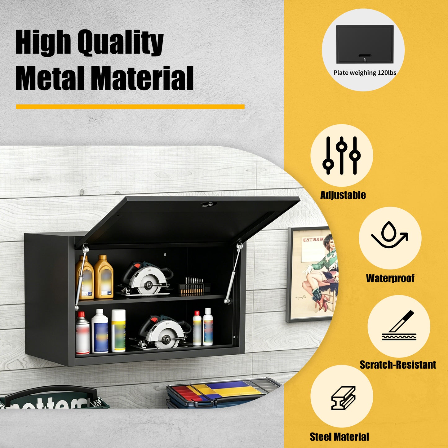 Heavy Duty Metal Wall Mounted Tool Storage Cabinet Steel Metal,Garage Storage Cabinet for Garage,Workshop,Basement,Kitchen,Assembly Required image 8