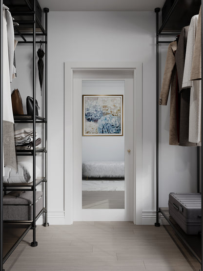32" X 80"French Slab Door,1-Lite Mirror Solid Wood Slab Interior Doors Pre-Assembled for Pantry Laundry Closet Bathroom,White Primed Panel Door,w/o Hardware image 1