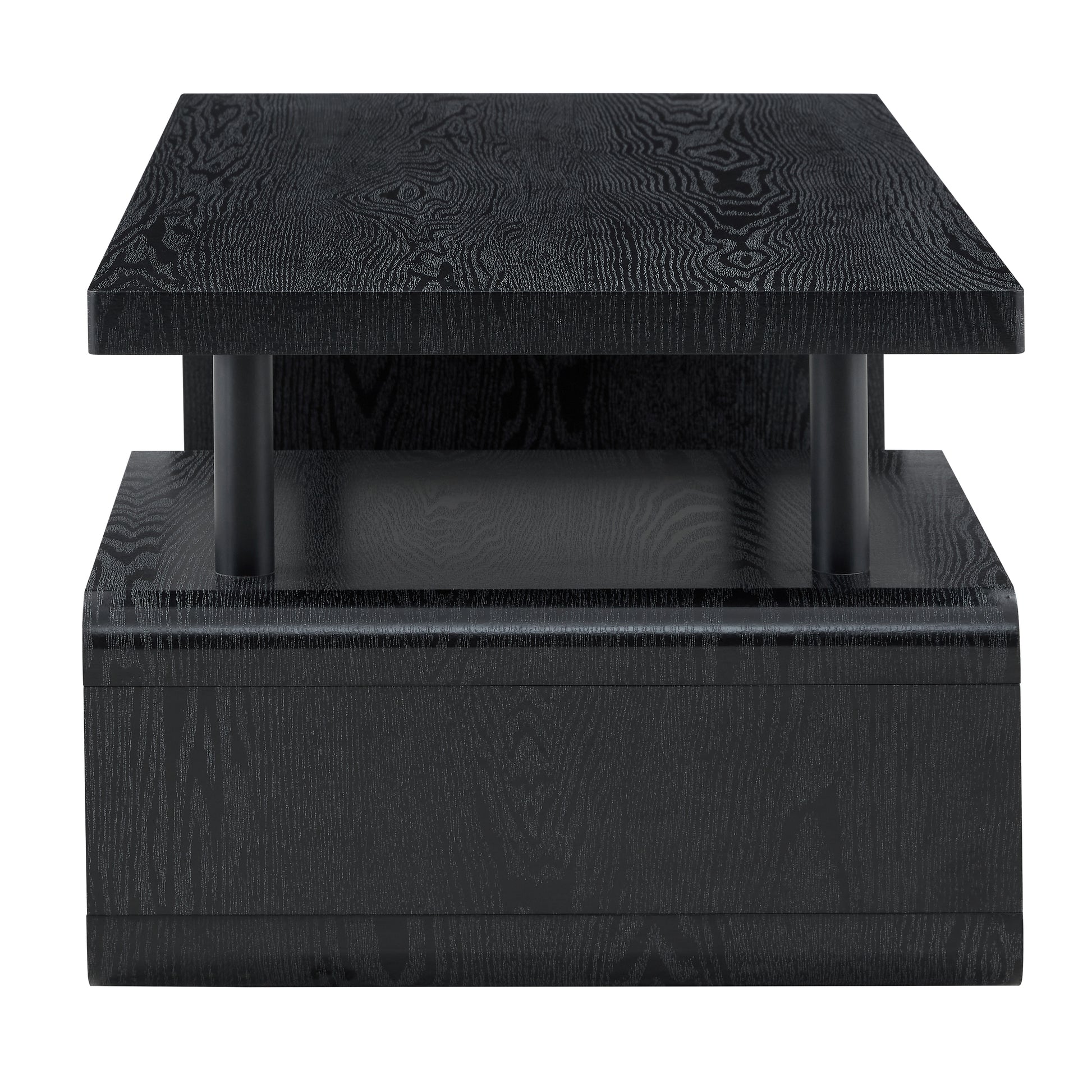 Three-Tier MDF Coffee Table with Black Wood Grain Finish, Modern Multi-Layer Storage Coffee Table Sturdy Frame for Living Room Office image 10