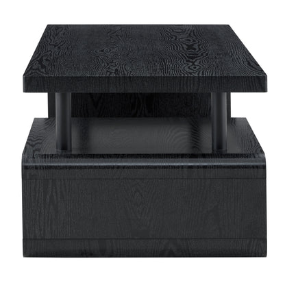 Three-Tier MDF Coffee Table with Black Wood Grain Finish, Modern Multi-Layer Storage Coffee Table Sturdy Frame for Living Room Office image 10
